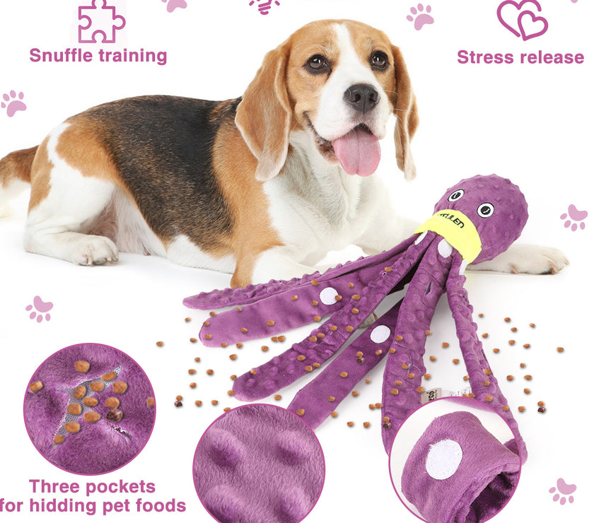 Dog Snuffle Toy Dog Plush Octopus Toys, Dog Puzzle Games Interactive Puppy Toys Chew Toys Slow Feeding Games
