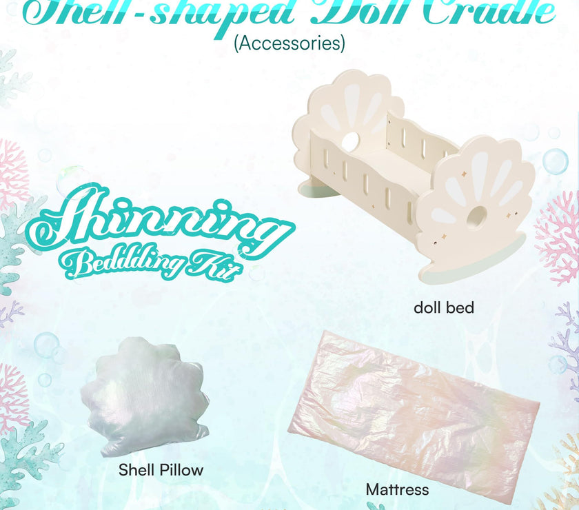 ROBOTIME Baby Doll Crib, Baby Doll Bed, Doll Rocking Cradle Baby Doll Accessories Furniture With Bedding For 18 Inch Dolls