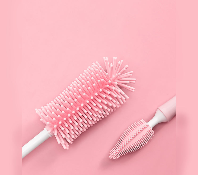 Baby Silicone Baby Bottle Brush Straw Scrubbing Baby Bottle Brush Cleaning