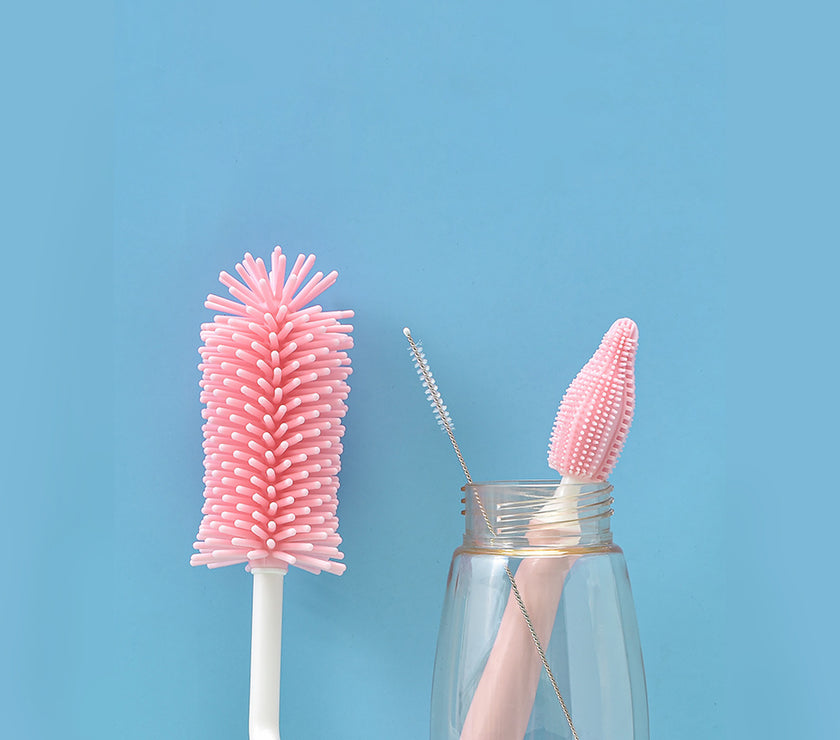 Baby Silicone Baby Bottle Brush Straw Scrubbing Baby Bottle Brush Cleaning