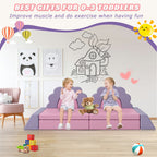 10PCS Kids Couch For Playroom, Baby Climbing And Crawl Foam Play Set, Foam Climbing Blocks Convertible Sofa ,Kids Play Couch, Indoor Climbing Structure For Toddlers, Infant, Kids, Pre-school