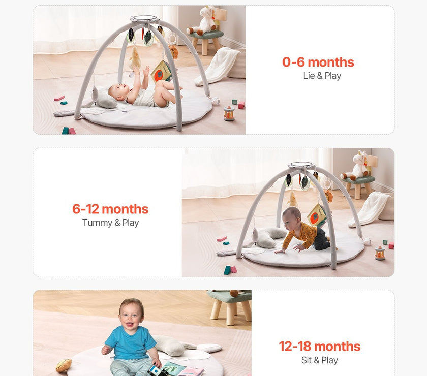 Baby Play Gym Mat Tummy Time Activity Mat With 5 Sensory Toys
