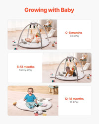 Baby Play Gym Mat Tummy Time Activity Mat With 5 Sensory Toys