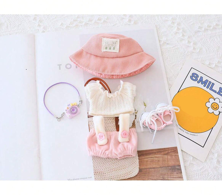 5PCS-Set Cute Hat Shoes Doll Clothes Outfit Set For LABUBU 15CM-17CM Doll, Adorable Dress Up Accessories For Doll - Dolls Not Included