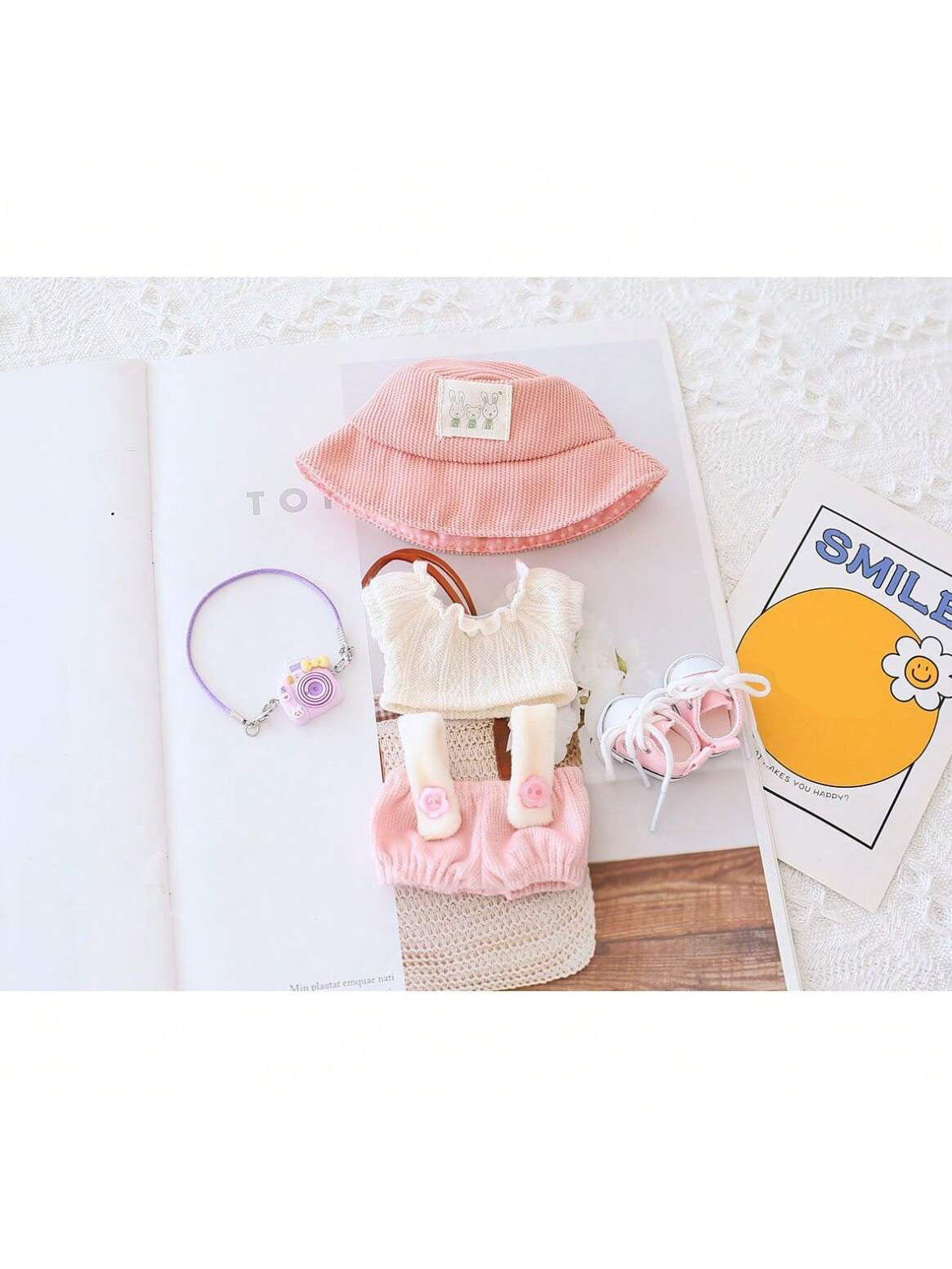 5PCS-Set Cute Hat Shoes Doll Clothes Outfit Set For LABUBU 15CM-17CM Doll, Adorable Dress Up Accessories For Doll - Dolls Not Included