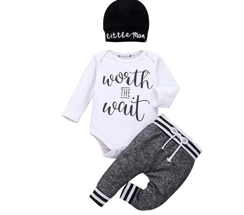 US Newborn Baby Boy Girl Tops Romper Bodysuit Jumpsuit Pants Outfits Clothes Set