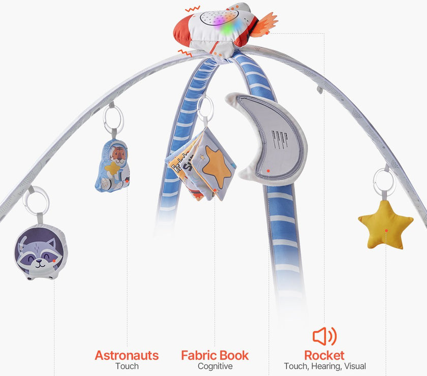 Baby Play Gym Mat Tummy Time Activity Mat With 6 Sensory Toys