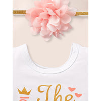 3PCS Newborn Baby Girl Outfits Infant Letter Print Romper & Tutu Skirt & Headband Coming Home Clothes Set