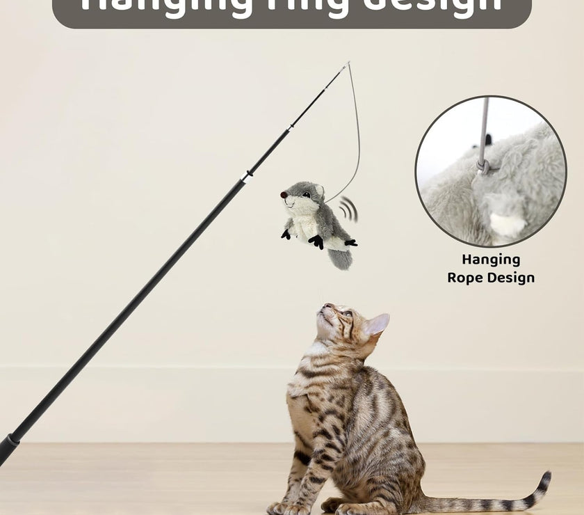 PROKEl Pet Toys, Cat Catnip Toys FlappingSquirrel, Rechargeable Touch Activated KittenToys, Lifelike Interactive Cats Toy Indoor, CatKicker Plush Toys For All Breeds Universalinteractive Toy Cat Toys