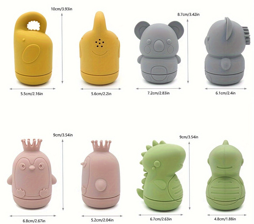 Baby Water Shower Toys Set, Bath Water Toys, Parent-child Interactive Toys, 4 Pieces --ocean Color- Safe Soft Rubber Material, The Bath Does Not Cry, Let The Baby Love The Bath