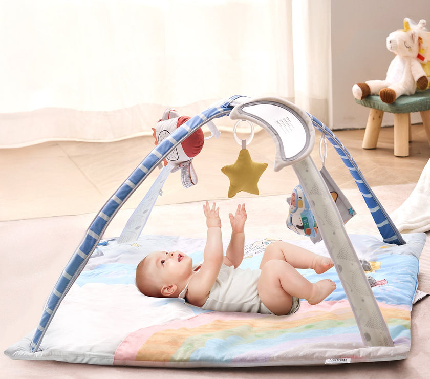 Baby Play Gym Mat Tummy Time Activity Mat With 6 Sensory Toys
