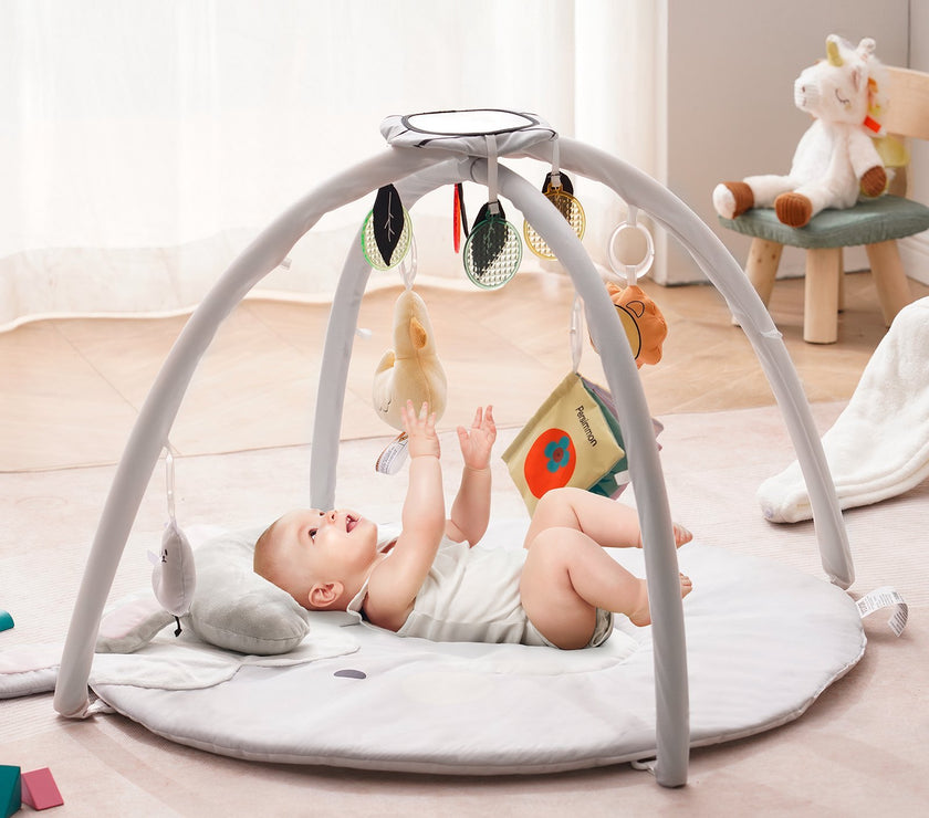 Baby Play Gym Mat Tummy Time Activity Mat With 5 Sensory Toys