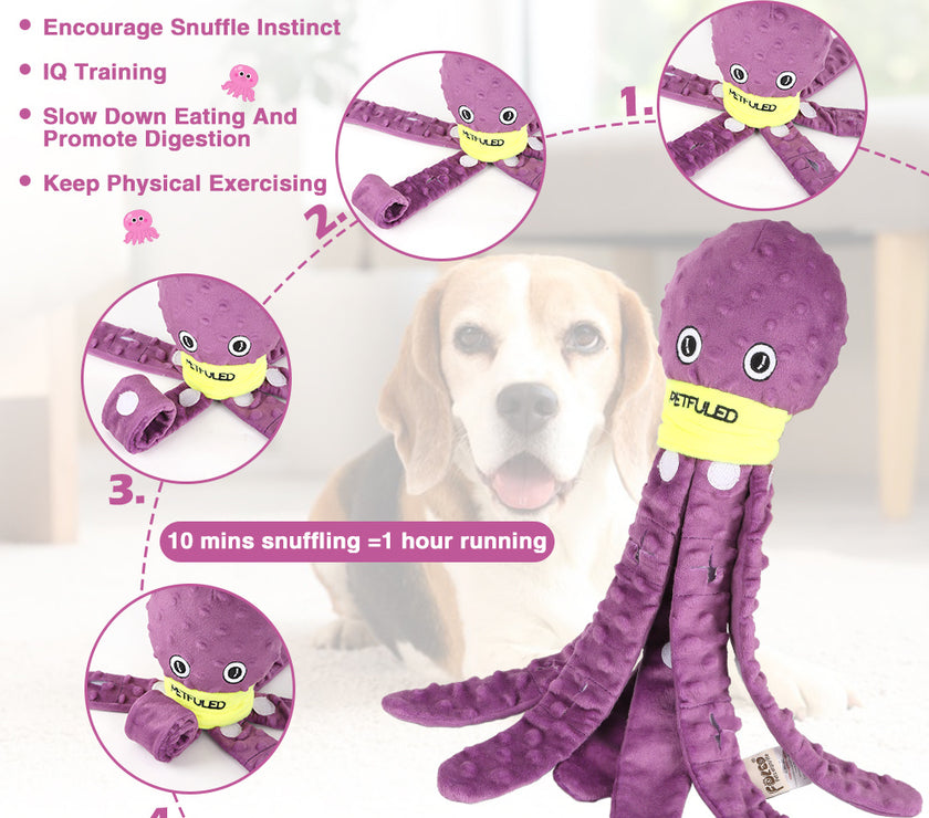 Dog Snuffle Toy Dog Plush Octopus Toys, Dog Puzzle Games Interactive Puppy Toys Chew Toys Slow Feeding Games