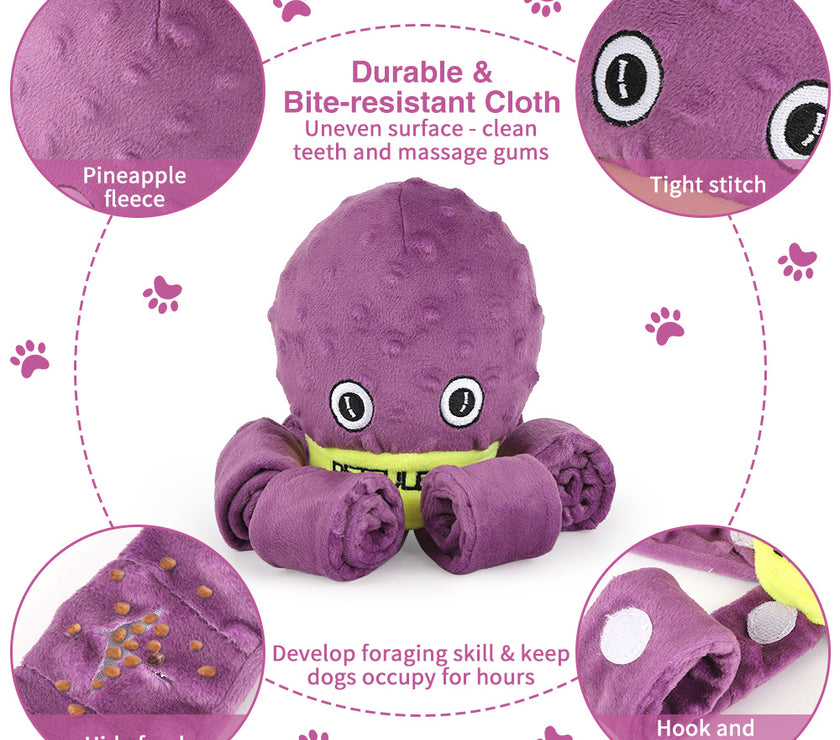 Dog Snuffle Toy Dog Plush Octopus Toys, Dog Puzzle Games Interactive Puppy Toys Chew Toys Slow Feeding Games