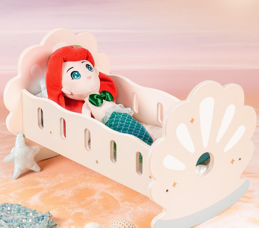 ROBOTIME Baby Doll Crib, Baby Doll Bed, Doll Rocking Cradle Baby Doll Accessories Furniture With Bedding For 18 Inch Dolls