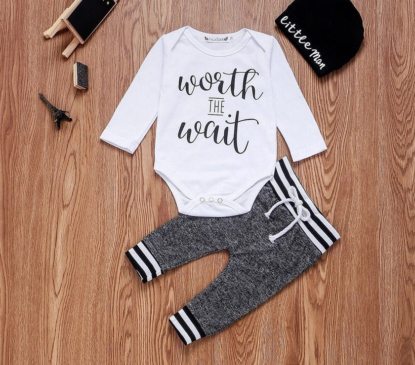 US Newborn Baby Boy Girl Tops Romper Bodysuit Jumpsuit Pants Outfits Clothes Set