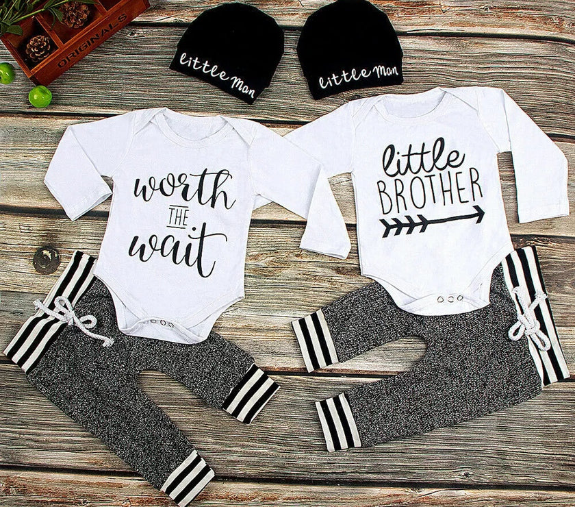 US Newborn Baby Boy Girl Tops Romper Bodysuit Jumpsuit Pants Outfits Clothes Set