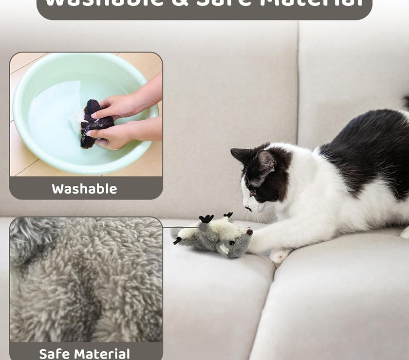 PROKEl Pet Toys, Cat Catnip Toys FlappingSquirrel, Rechargeable Touch Activated KittenToys, Lifelike Interactive Cats Toy Indoor, CatKicker Plush Toys For All Breeds Universalinteractive Toy Cat Toys