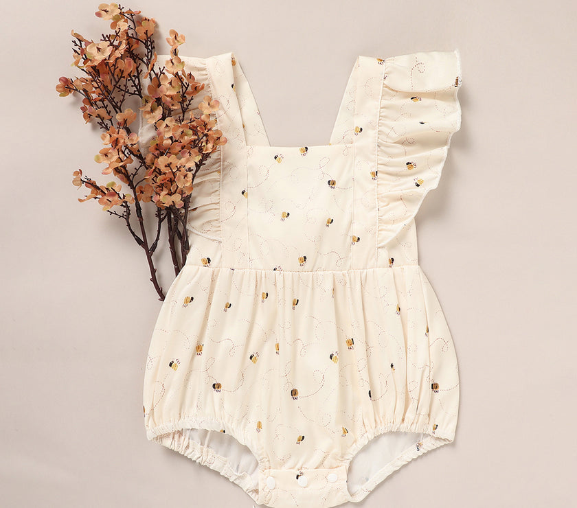 Baby Girl Honeybee Bubble Romper - 1st Bee Day Romper, Infant Bee Birthday Outfit, Cute Bee Romper For Baby